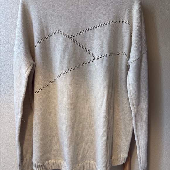 tentree Oatmeal 100% organic cotton Open-Front Diamond Eyelet Cardigan - Picture 8 of 15